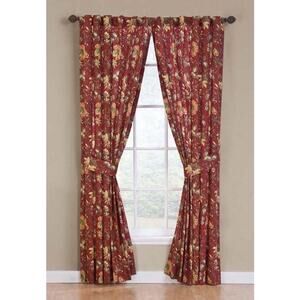 WAVERLY HOME CLASSICS Burgundy Floral Crimson Cotton 2 Curtain Panels 47x82